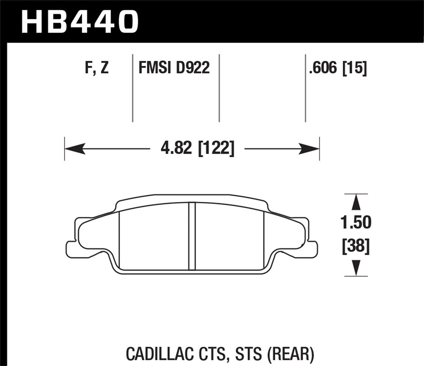 Hawk Street HPS Brake Pads Rear Cadillac CTS Base 2006-2008