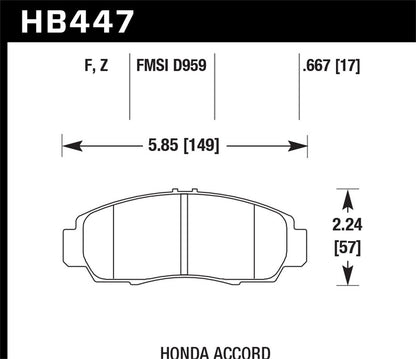 Hawk Street HPS Brake Pads Front Honda Accord EX 2003-2007