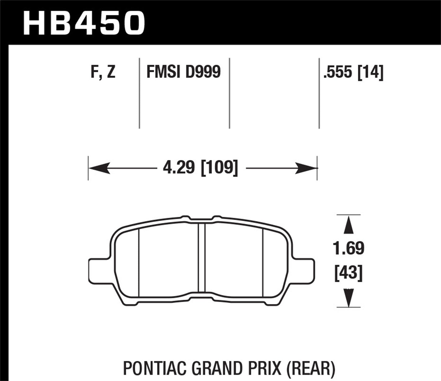 Hawk Street HPS Brake Pads Rear Buick Lacrosse CX 2005-2008