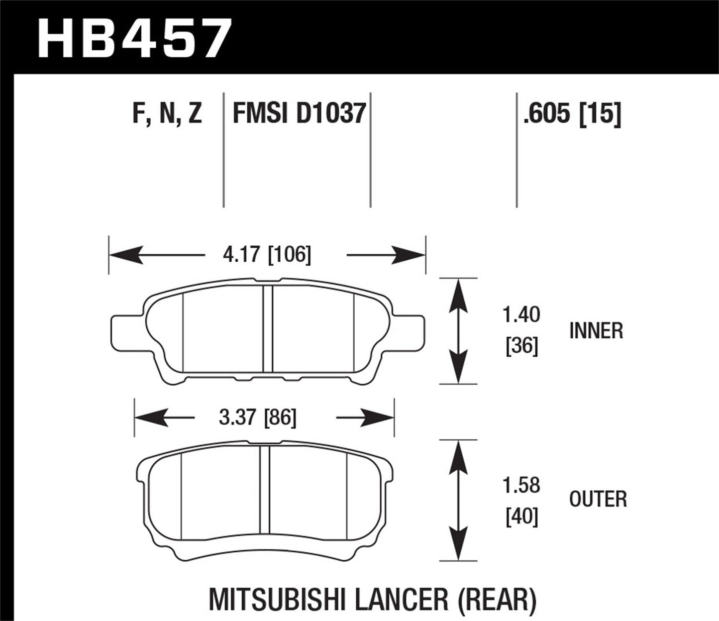 Hawk Street HPS Brake Pads Rear Dodge Caliber R/T 2007-2009
