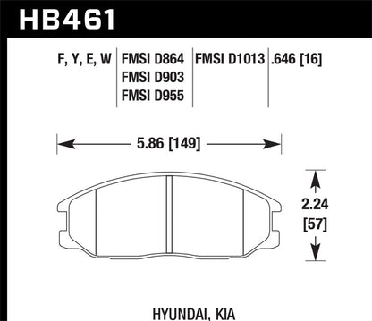 Hawk Street HPS Brake Pads Front Hyundai Santa Fe Base 2001-2005