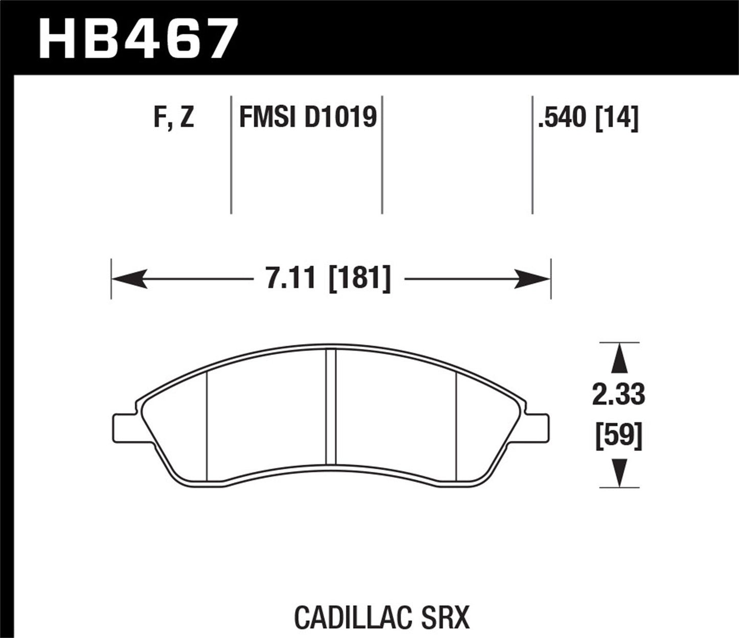 Hawk Street HPS Brake Pads Front Cadillac CTS Base 2006-2008