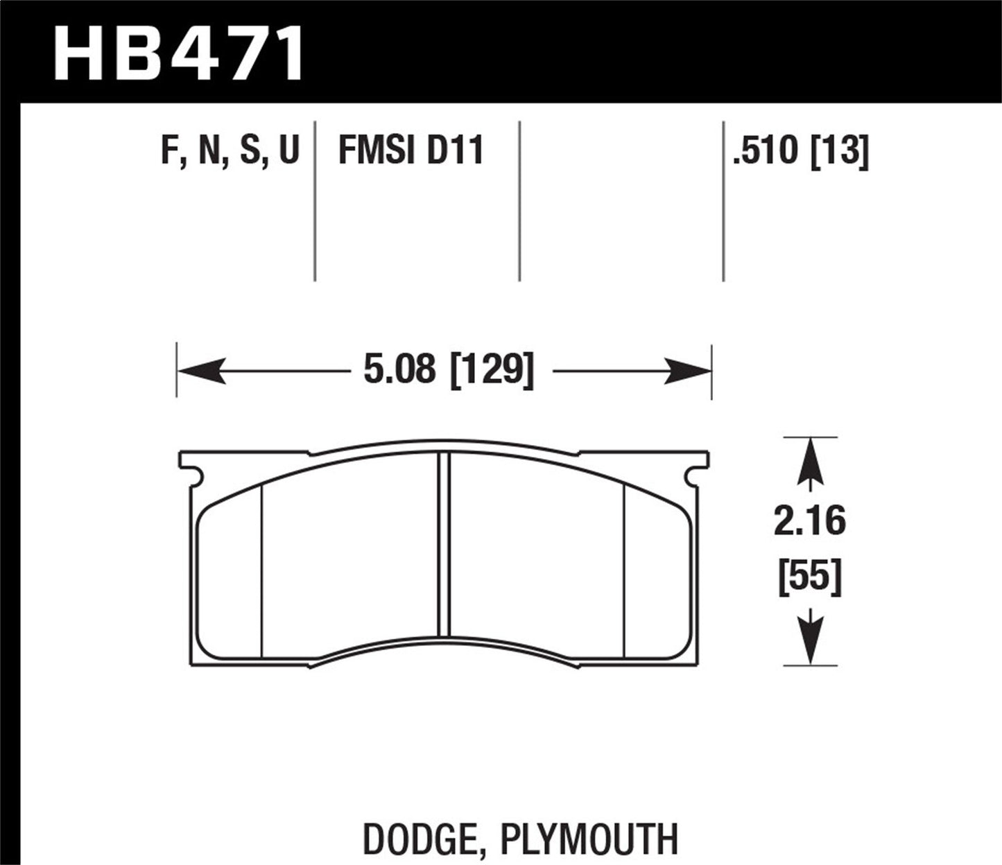 Hawk HT (High Temp) Brake Pads Front Dodge Dart Base 1970-1972