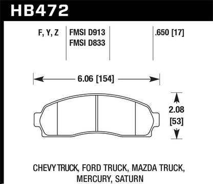 Hawk Street HPS Brake Pads Front Chevrolet Equinox LS 2005-2006