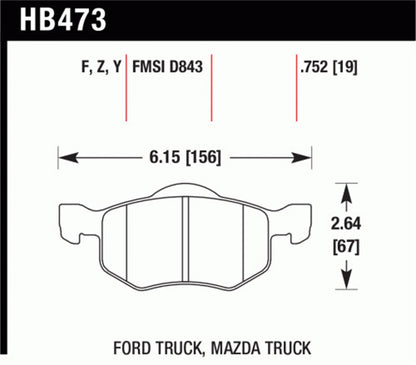 Hawk Street HPS Brake Pads Rear Ford Escape Limited 2006-2007