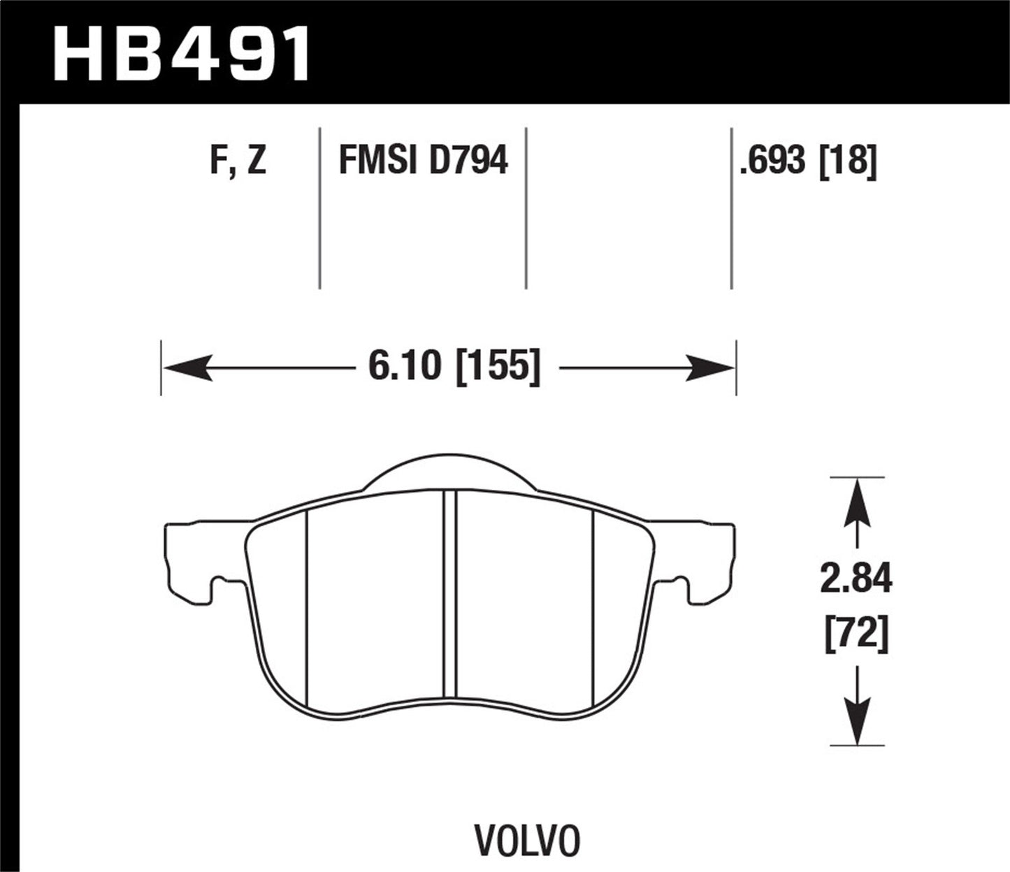 Hawk Street HPS Brake Pads Front Volvo S80 T6 Premier 2005-2005