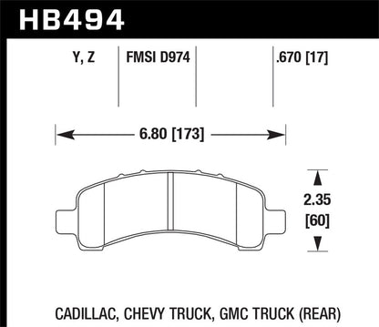 Hawk LTS Truck/SUV Brake Pads Rear Cadillac Escalade Base 2003-2006