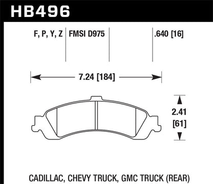 Hawk Street HPS Brake Pads Rear Cadillac Escalade Base 2003-2006