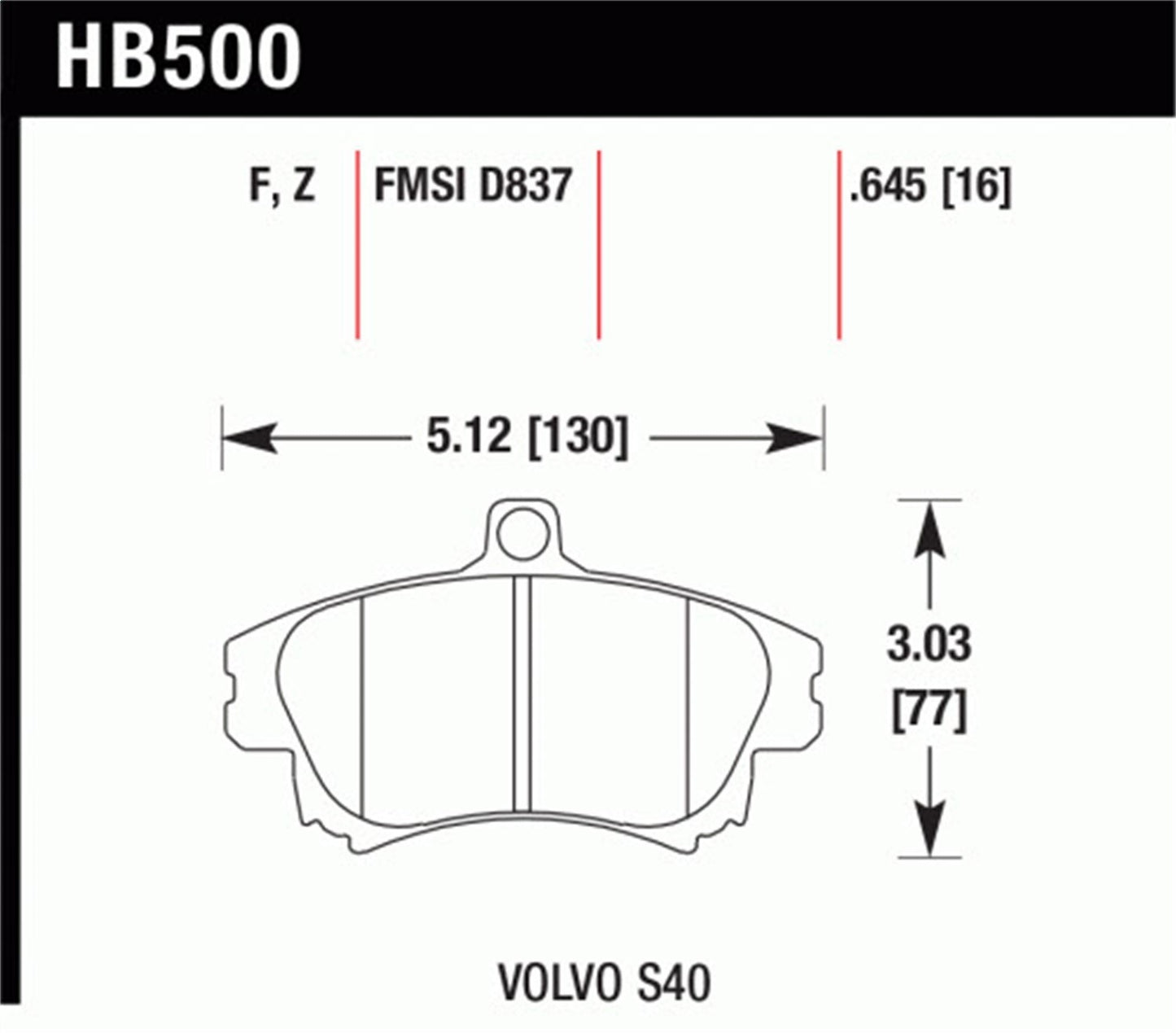 Hawk Ceramic Brake Pads Front Volvo S40 I 2004-2004