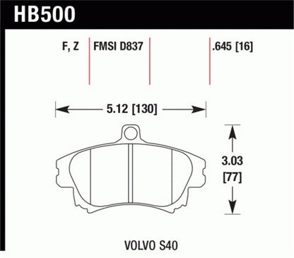 Hawk Ceramic Brake Pads Front Volvo S40 I 2004-2004