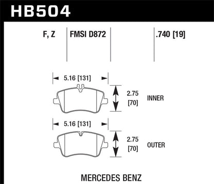 Hawk Street HPS Brake Pads Front Mercedes C230 Kompressor 05-05