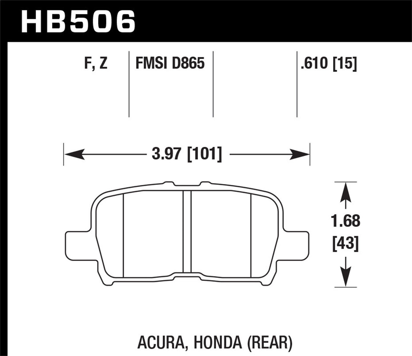 Hawk Street HPS Brake Pads Rear Acura MDX Base 2001-2002