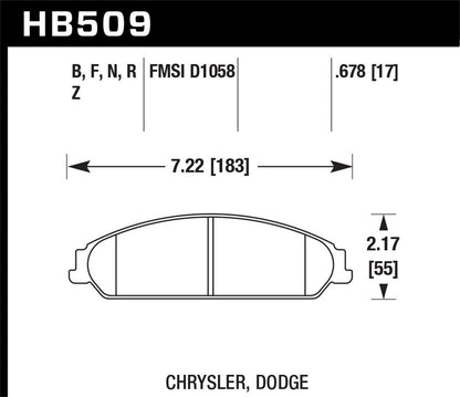 Hawk Street HPS Brake Pads Front Chrysler 300 C 2008-2008