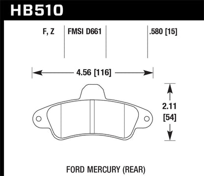 Hawk Street HPS Brake Pads Rear Ford Contour Sport 1996-1997