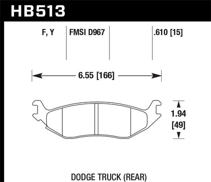 Hawk Street HPS Brake Pads Rear Chrysler Aspen Limited 2007-2009