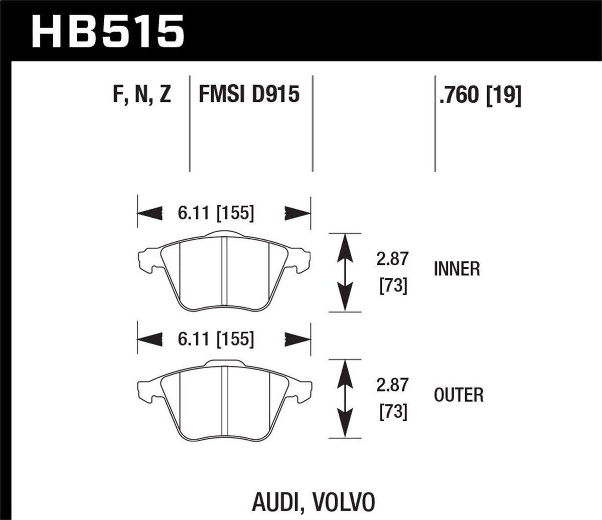 Hawk Ceramic Brake Pads Front Audi A6 Quattro Avant 2002-2003