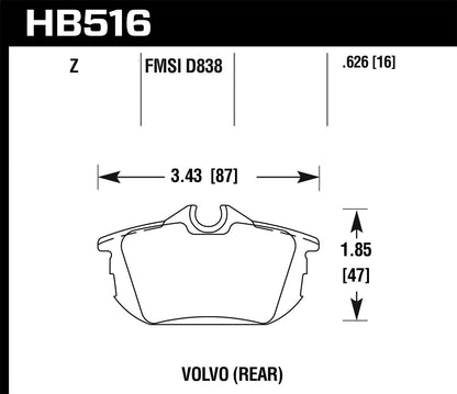 Hawk Ceramic Brake Pads Rear Volvo S40 T5 2004-2004
