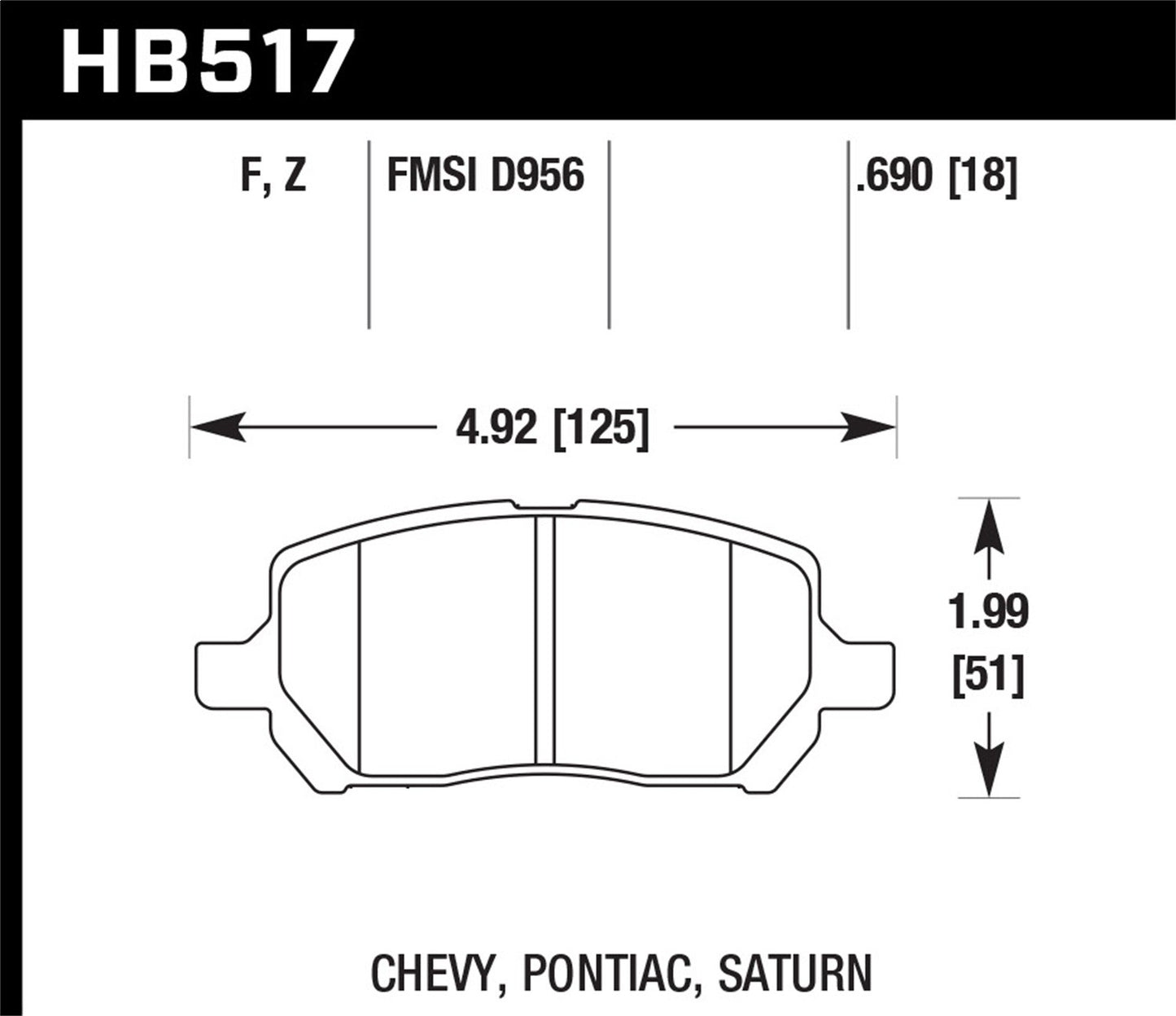 Hawk Street HPS Brake Pads Front Chevrolet Cobalt Base 2005-2005