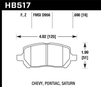 Hawk Street HPS Brake Pads Front Chevrolet Cobalt Base 2005-2005