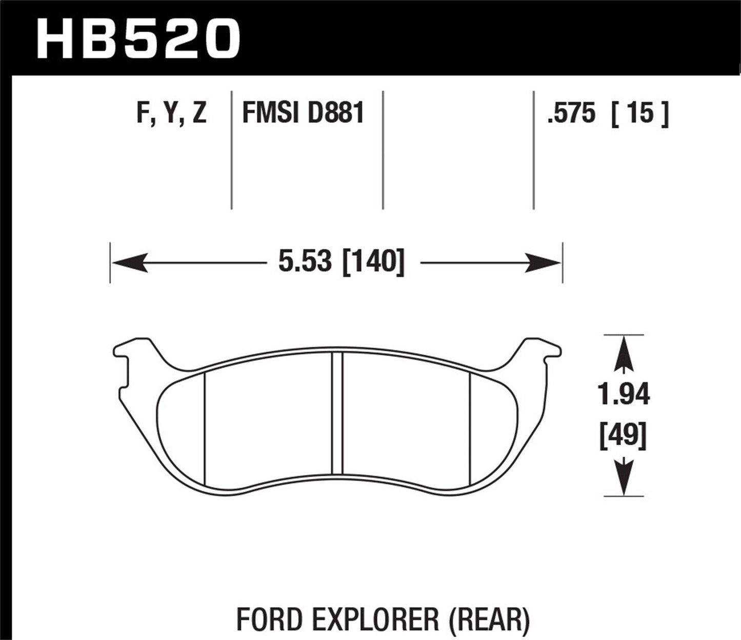Hawk Ceramic Brake Pads Rear Ford Explorer Base 2002-2004
