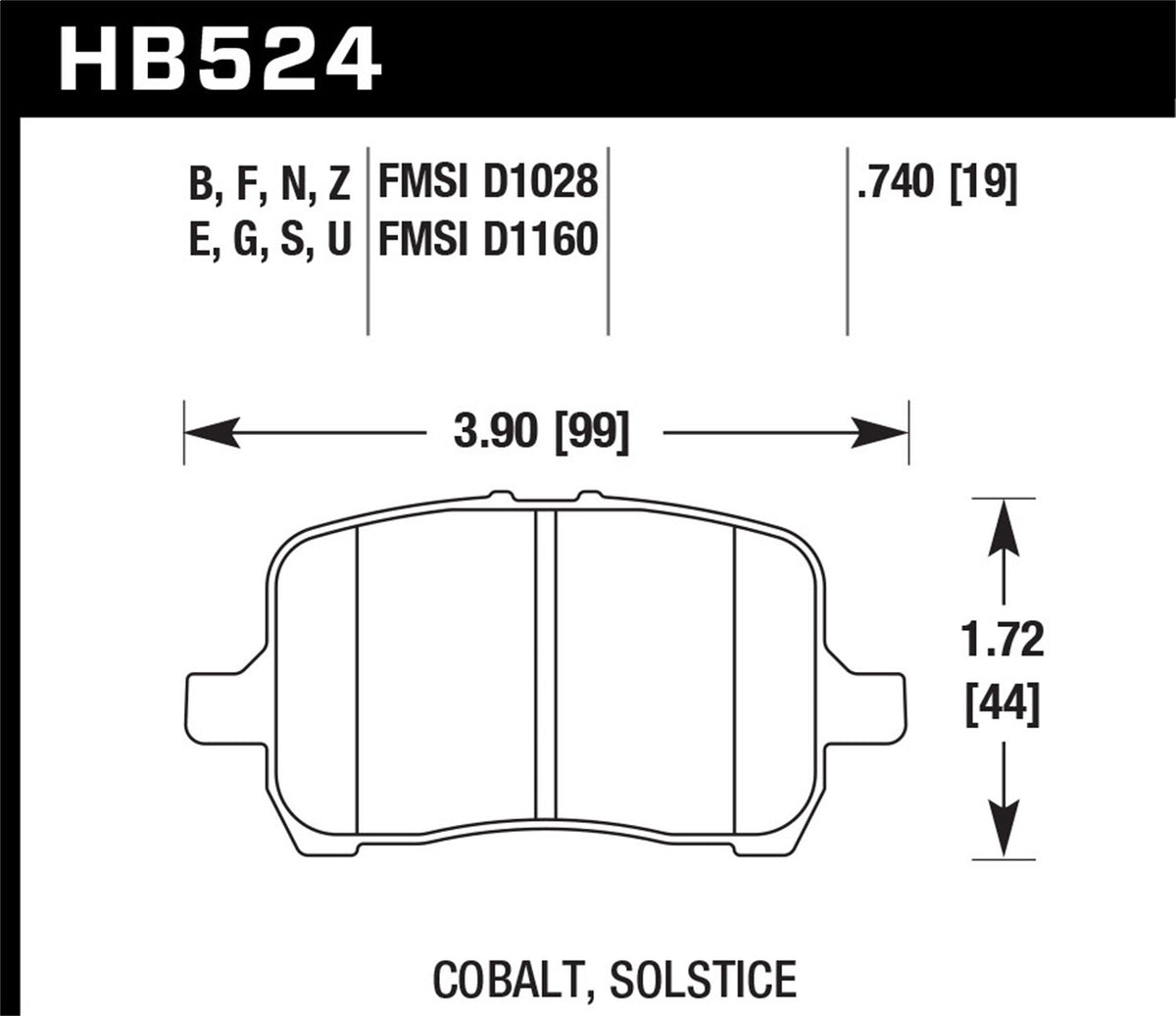 Hawk Ceramic Brake Pads Front Chevrolet Cobalt SS 2006-2007
