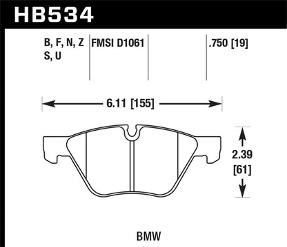 Hawk Street HPS Brake Pads Front BMW 128I Base 2008-2009