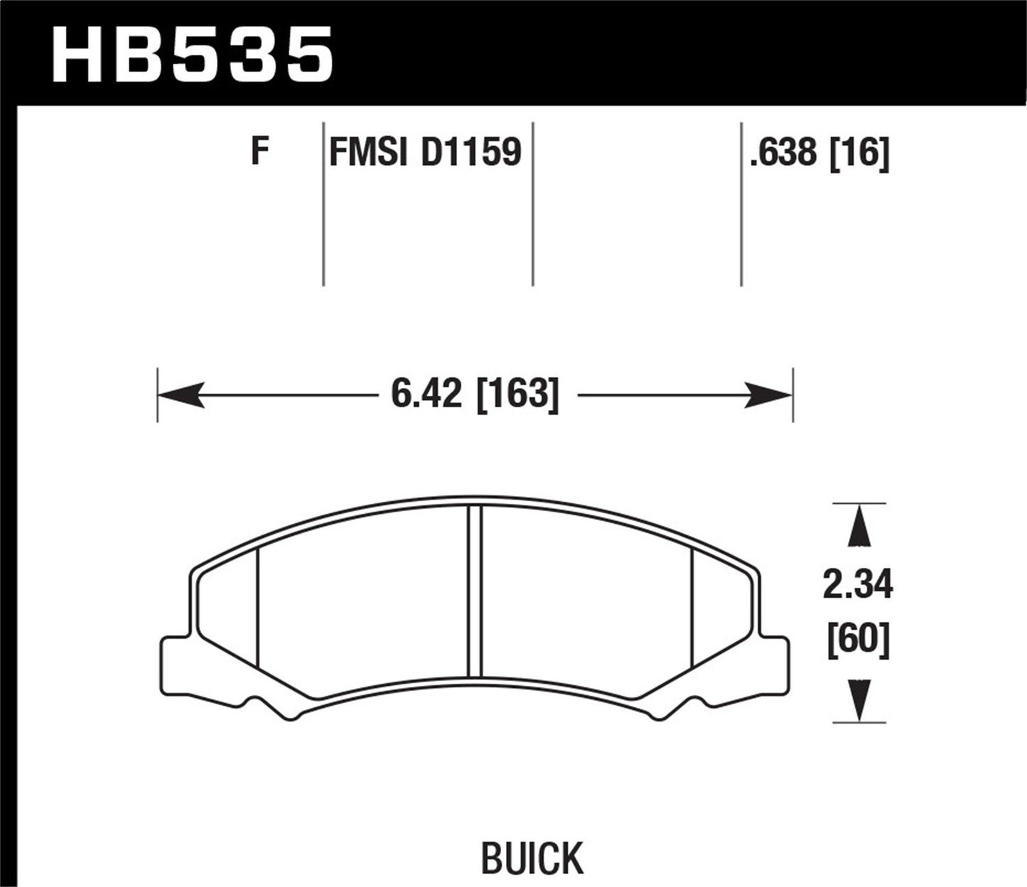Hawk Street HPS Brake Pads Front Buick Lacrosse Super 2009-2009