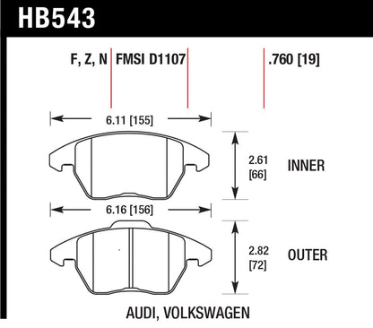 Hawk HP Plus Brake Pads Front Audi A3 Quattro 2006-2007 *Discontinued