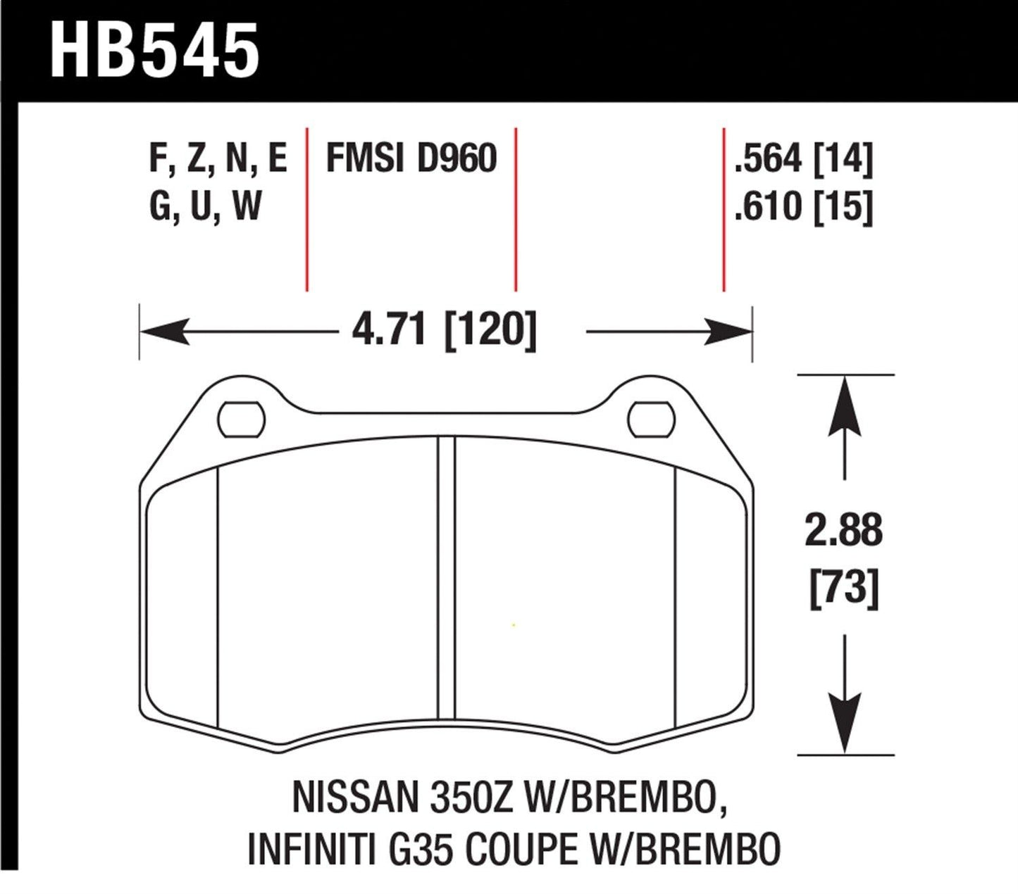 Hawk HP Plus Brake Pads Front Nissan 350Z Track 2004-2009