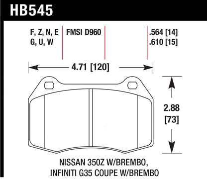 Hawk HP Plus Brake Pads Front Nissan 350Z Track 2004-2009