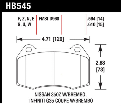 Hawk HP Plus Brake Pads Front Nissan 350Z Track 2004-2009 *Discontinued