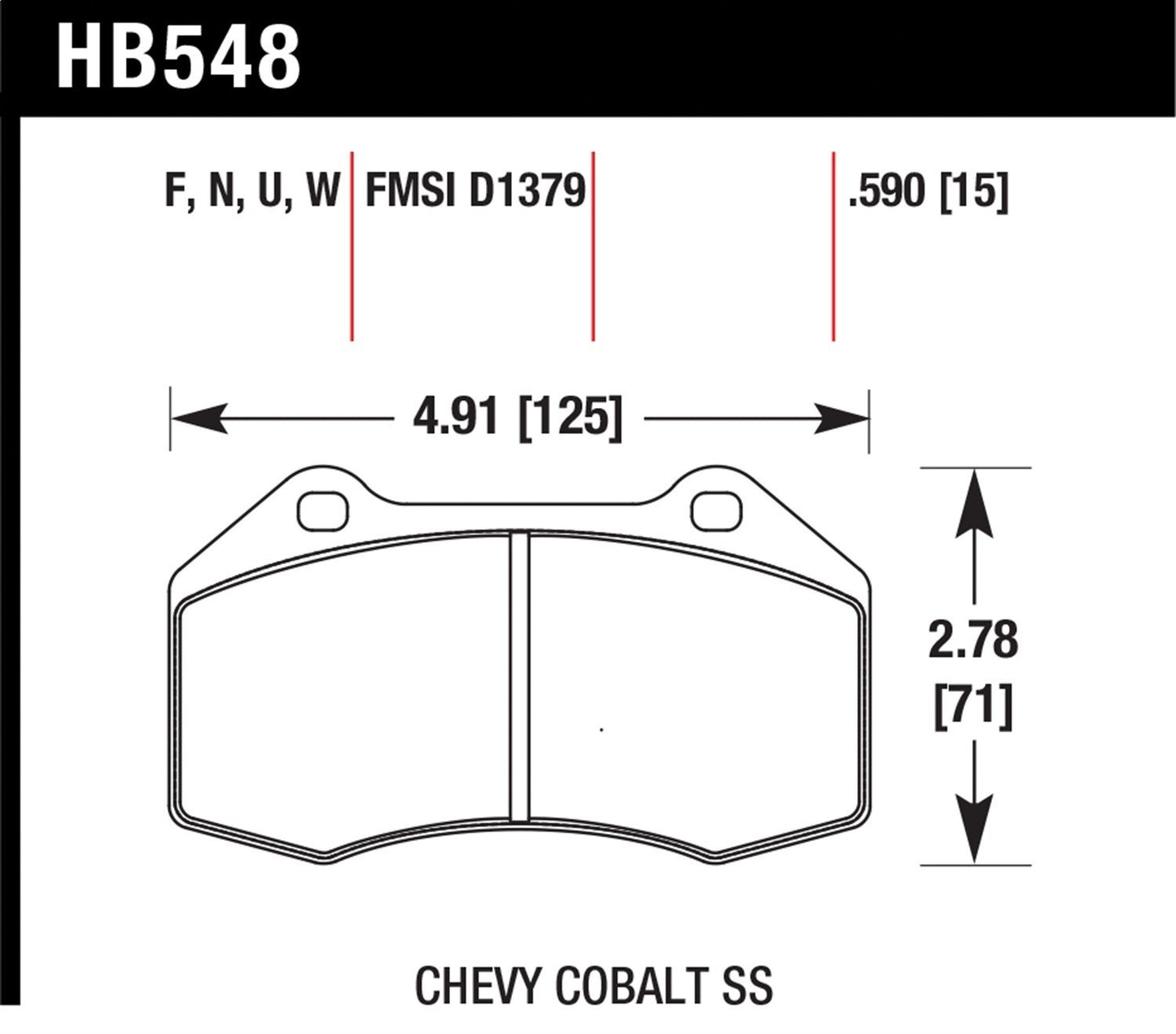 Hawk 08-10 Chevrolet Cobalt / HHR HPS 5.0 Front Brake Pads HB548B.590