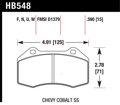 Hawk DTC-30 Brake Pads Front Chevrolet Cobalt SS 2008-2009