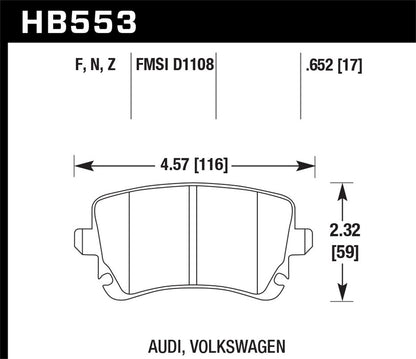 Hawk Street HPS Brake Pads Rear Audi A8 Quattro Base 2008-2008 *Discontinued
