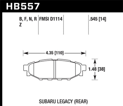 Hawk Ceramic Brake Pads Rear Subaru Impreza 2.5 GT 2008-2012 *Discontinued