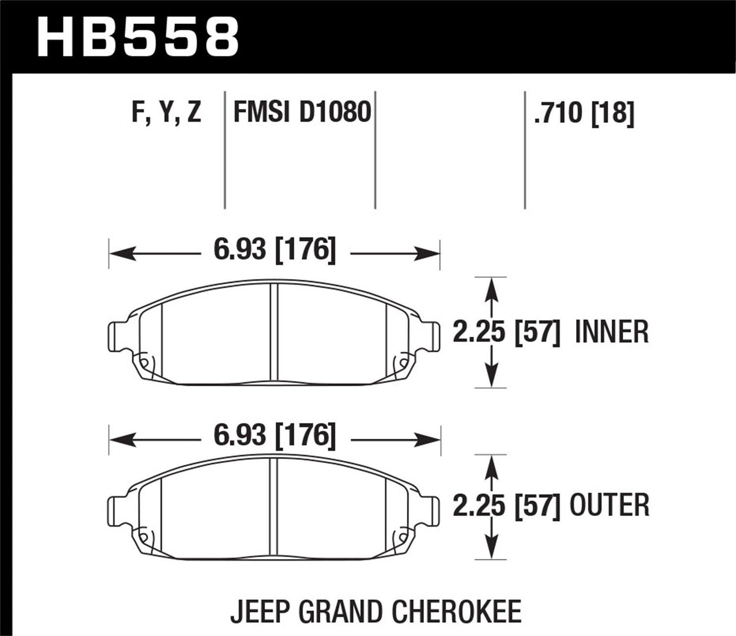 Hawk Street HPS Brake Pads Front Jeep Commander Overland 2007-2009 *Discontinued