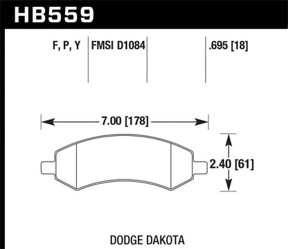 Hawk Street HPS Brake Pads Front Chrysler Aspen Limited 2007-2009 *Discontinued