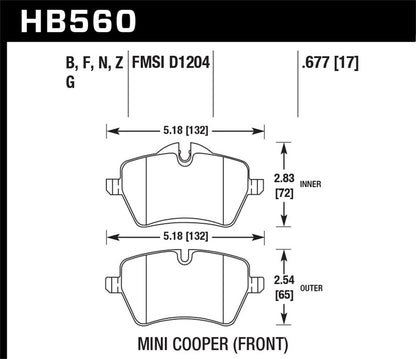 Hawk Street HPS Brake Pads Front Mini Cooper S 2005-2006 *Discontinued