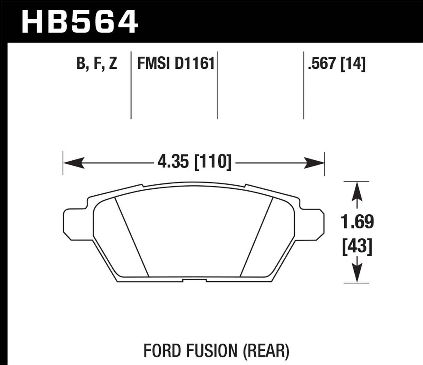 Hawk Street HPS Brake Pads Rear Ford Fusion S 2006-2009
