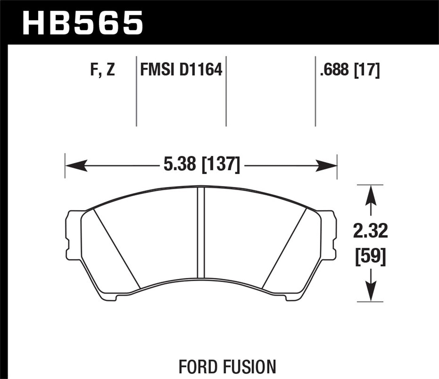 Hawk Street HPS Brake Pads Front Ford Fusion S 2006-2009