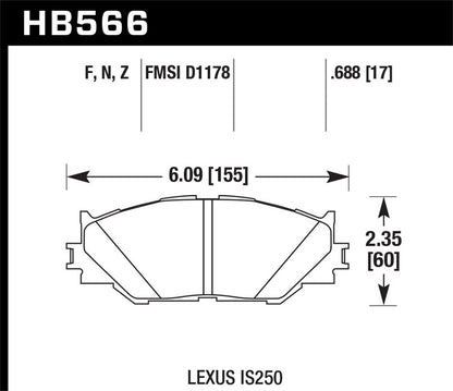 Hawk HP Plus Brake Pads Front Lexus IS250 Base 2006-2008