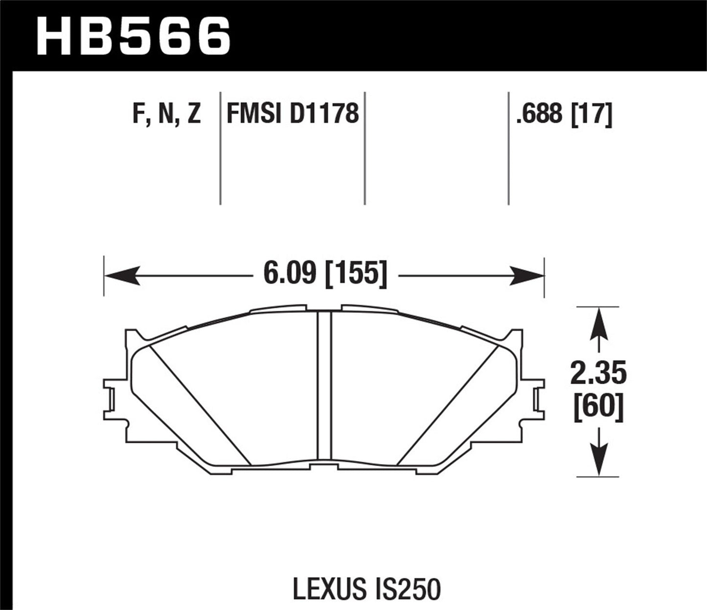 Hawk Ceramic Brake Pads Front Lexus IS250 Base 2006-2008