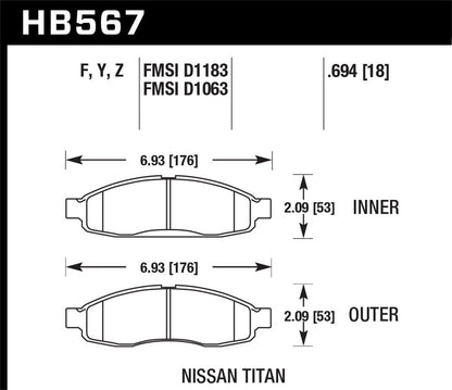 Hawk Street HPS Brake Pads Front Infiniti QX56 Base 2004-2006