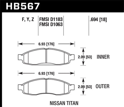 Hawk LTS Truck/SUV Brake Pads Front Infiniti QX56 Base 2004-2006