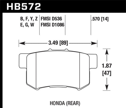 Hawk Street HPS Brake Pads Rear Acura CL Base 2001-2003 *Discontinued