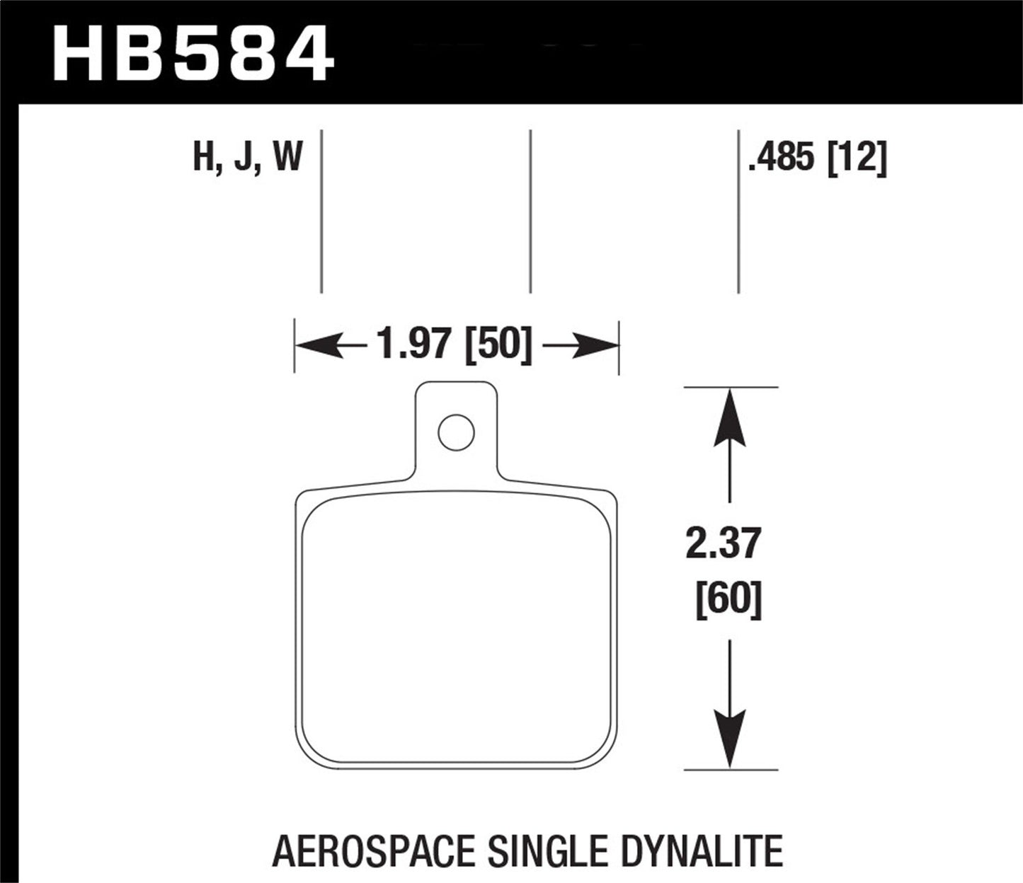 Hawk Aerospace Single Dynalite 12mm Thickness HPS Street Brake Pads HB584F.485 *Discontinued