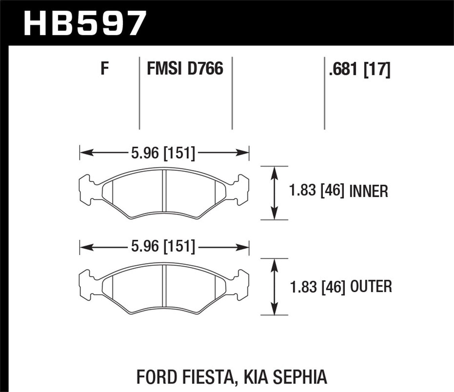 Hawk Street HPS Brake Pads Front Kia Sephia All 1995-1997