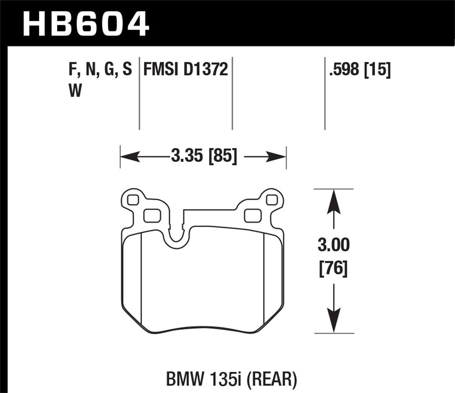 Hawk Street HPS Brake Pads Rear BMW 135I Base 2008-2009 *Discontinued