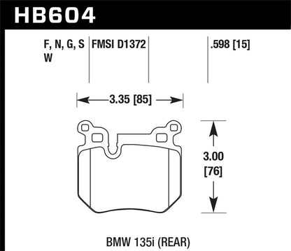 Hawk Street HPS Brake Pads Rear BMW 135I Base 2008-2009 *Discontinued