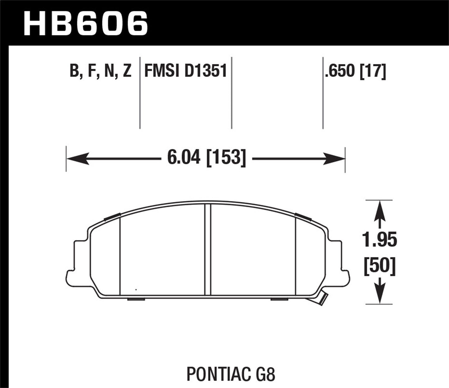 Hawk Street HPS Brake Pads Front Pontiac G8 GT 2008-2009